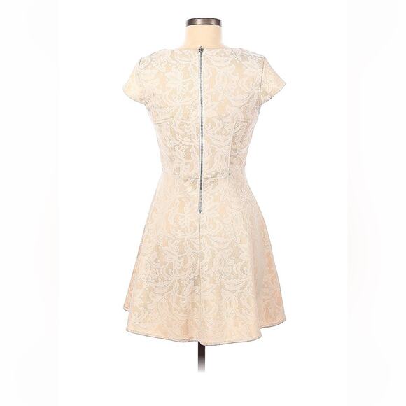 Want and Need Champaign lace overlay fit and flare dress, size med - Picture 2 of 9